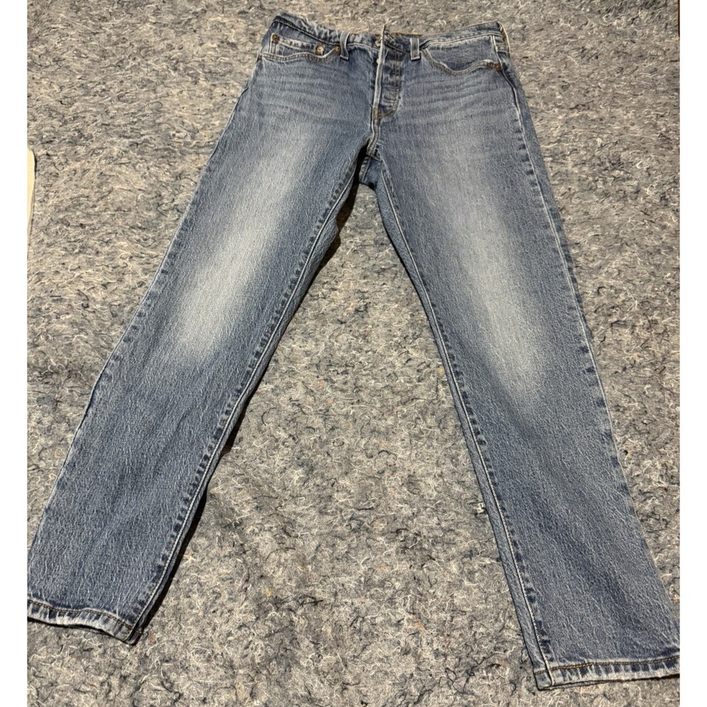 Levis 501 Jeans Mens Blue Denim Pants Button Fly‎ Faded 27 X 28  See Descr...